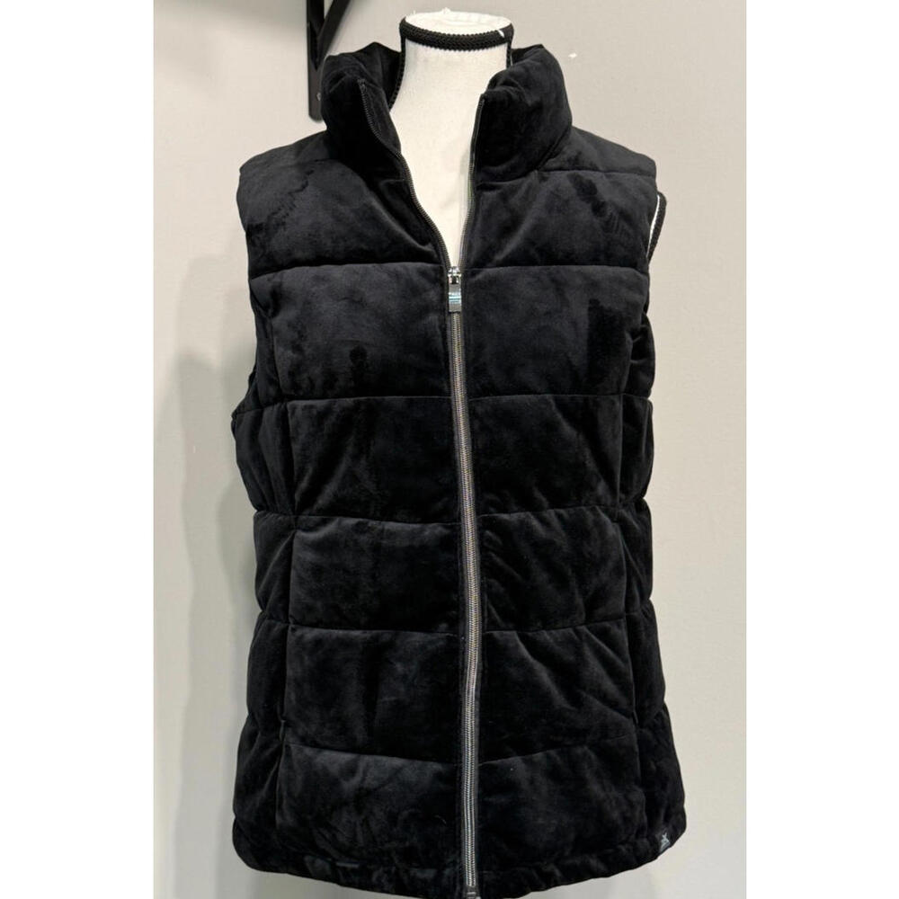 Zeroexposur Women's‎ Black Velour Quilted Puffer Vest in Medium